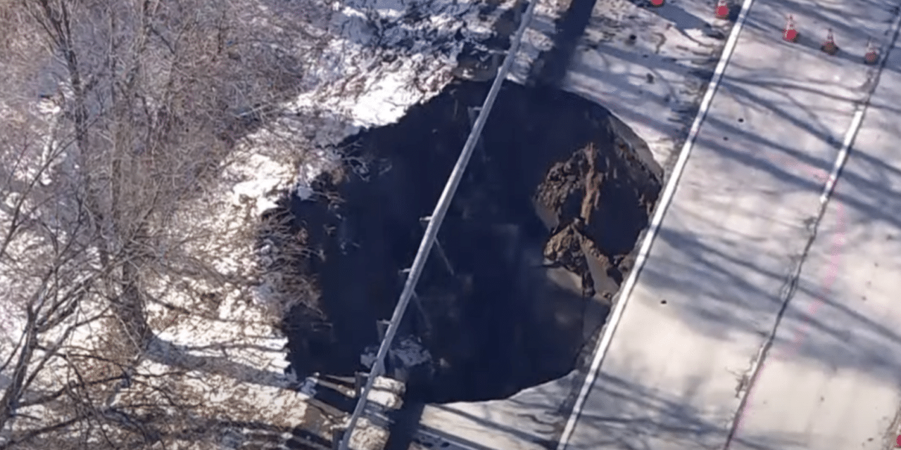 Massive sinkhole swallows part of New Jersey interstate